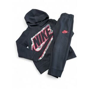 Nike Boys Hoodie & Pants Set Outfit 2 Piece Set Black Red Size 4XS